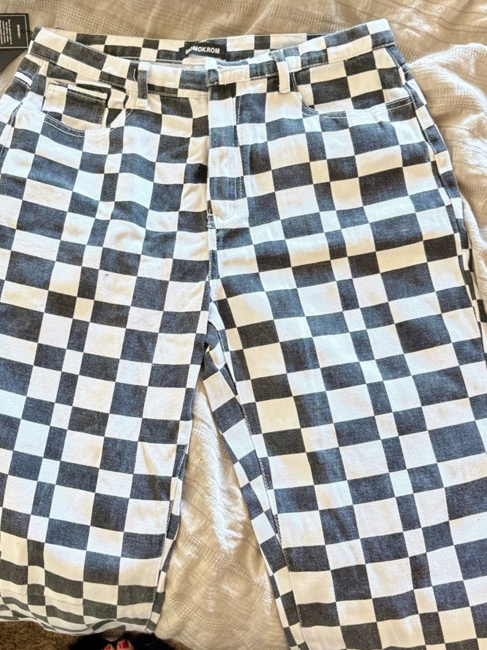 Momokrom Black & White Checkerboard High-Rise Pants